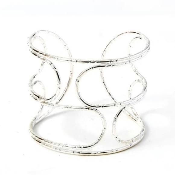 Silver Swirled Open Cuff Bracelet - Picture 3 of 3